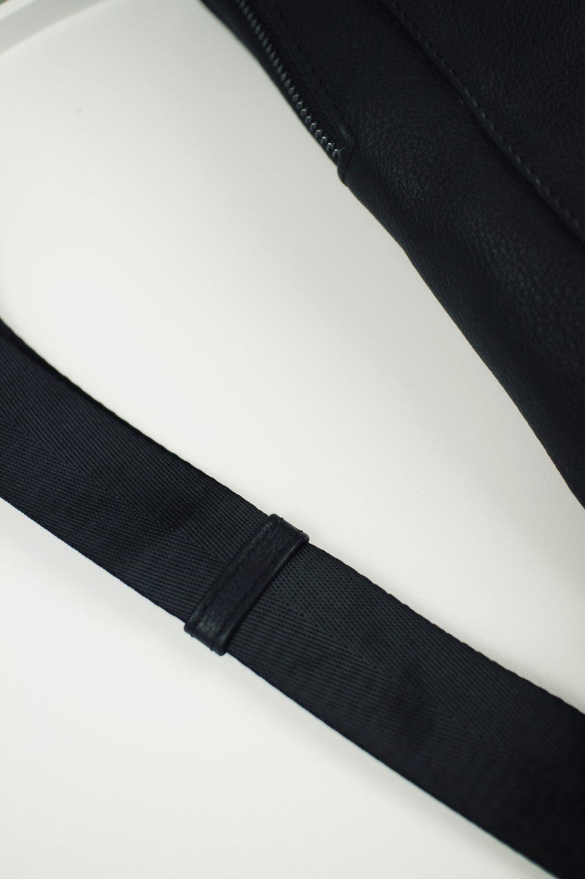 Handmade Genuine Leather Mens Chest Bag Black Sling