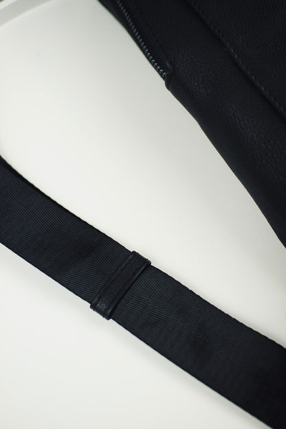 Handmade Genuine Leather Mens Chest Bag Black Sling