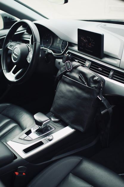Handmade Mens Black Genuine Leather Shoulder Bag Messenger
