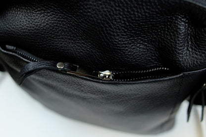 Handmade Mens Black Leather Messenger Bag Classic Style