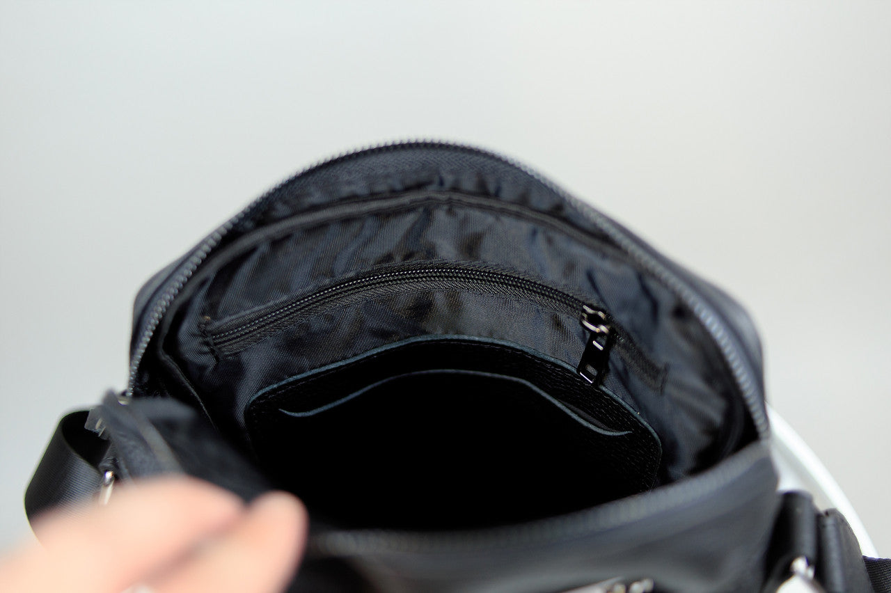 Handmade Mens Black Leather Messenger Bag Classic Style