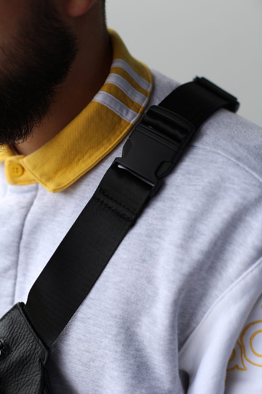 Handmade Mens Genuine Leather Black Waist Bag Fanny Pack