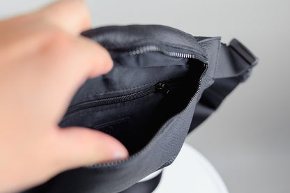 Handmade Mens Black Leather Waist Bag Fanny Pack