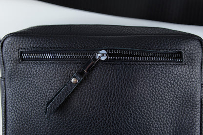 Handmade Mens Leather Crossbody Bag Black Waist Bag