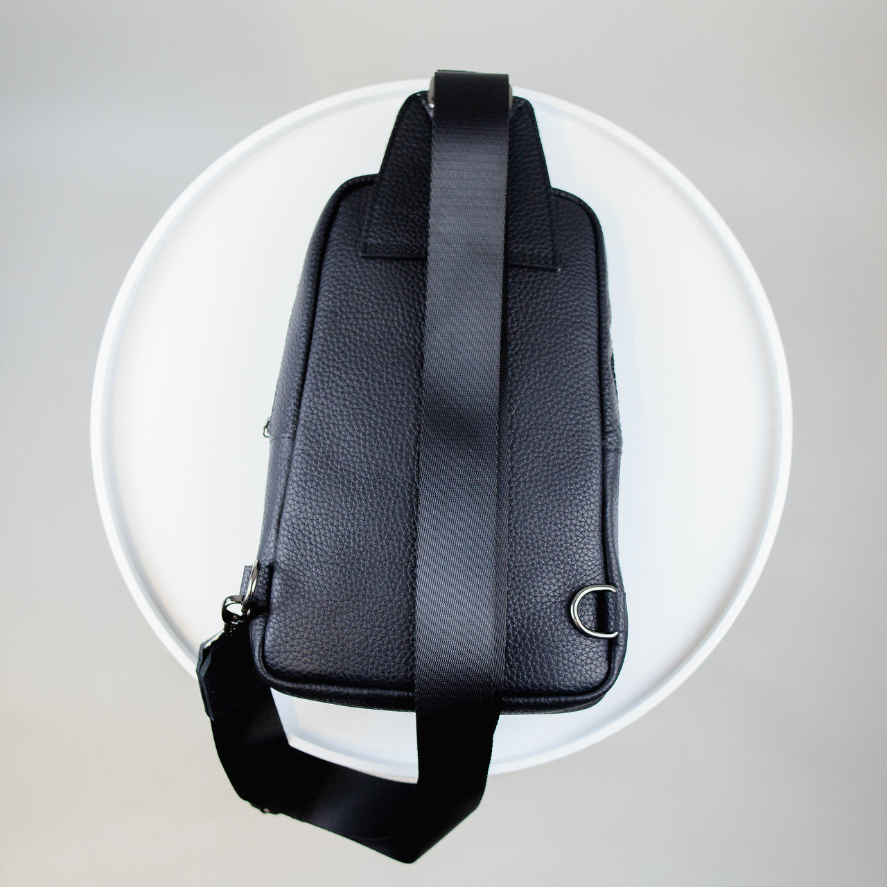 Mens Handmade Genuine Leather Chest Bag Black Leather Sling
