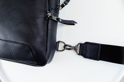 Mens Handmade Genuine Leather Chest Bag Black Leather Sling