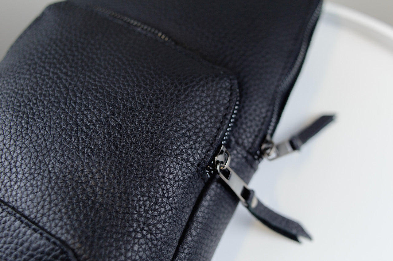 Mens Handmade Genuine Leather Chest Bag Black Leather Sling