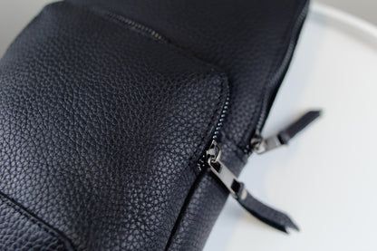 Mens Handmade Genuine Leather Chest Bag Black Leather Sling