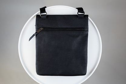 Handmade Mens Leather Crossbody Bag Black