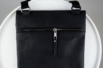 Handmade Mens Leather Crossbody Bag Black