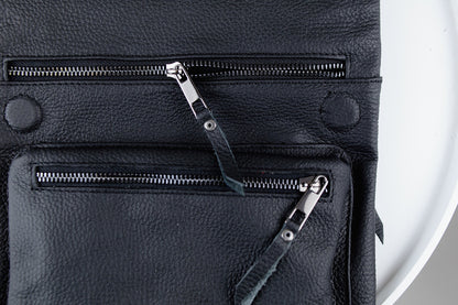 Handmade Mens Leather Crossbody Bag Black