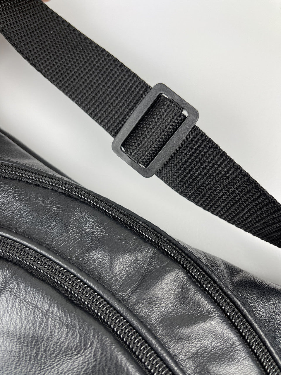 Handmade Black Genuine Leather Mens Banana Bag Waist Bag Gift for Him