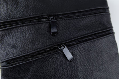 Handmade Mens Leather Chest Bag Black Sling Crossbody Bag Gift for Him