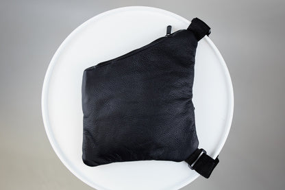 Handmade Mens Leather Chest Bag Black Sling Crossbody Bag Gift for Him
