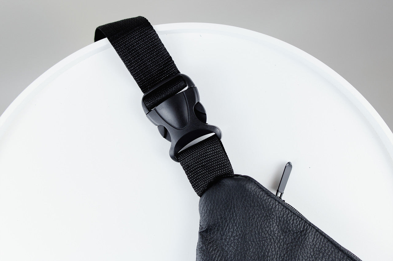 Handmade Mens Leather Chest Bag Black Sling Crossbody Bag Gift for Him