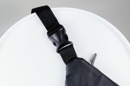 Handmade Mens Leather Chest Bag Black Sling Crossbody Bag Gift for Him