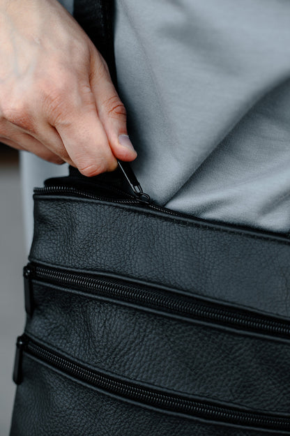 Handmade Genuine Leather Black Messenger Bag for Men Gift for Him