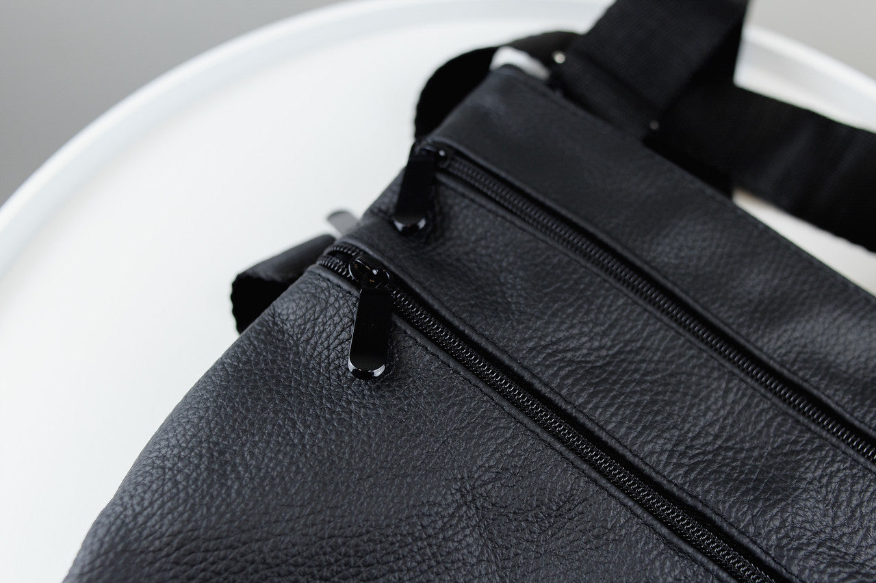 Handmade Black Leather Shoulder Bag for Men Gift for Him Crossbody Bag