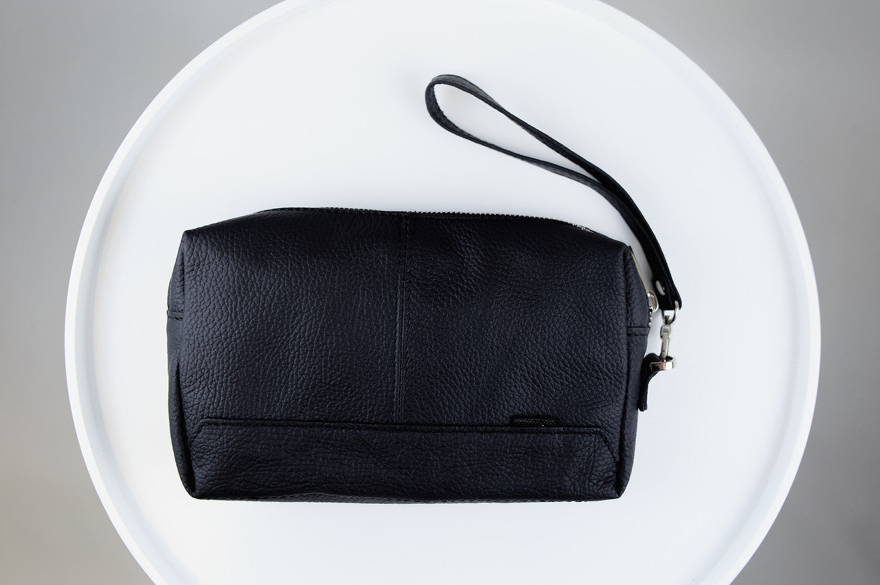 Handmade Mens Leather Clutch Black Gift for Him
