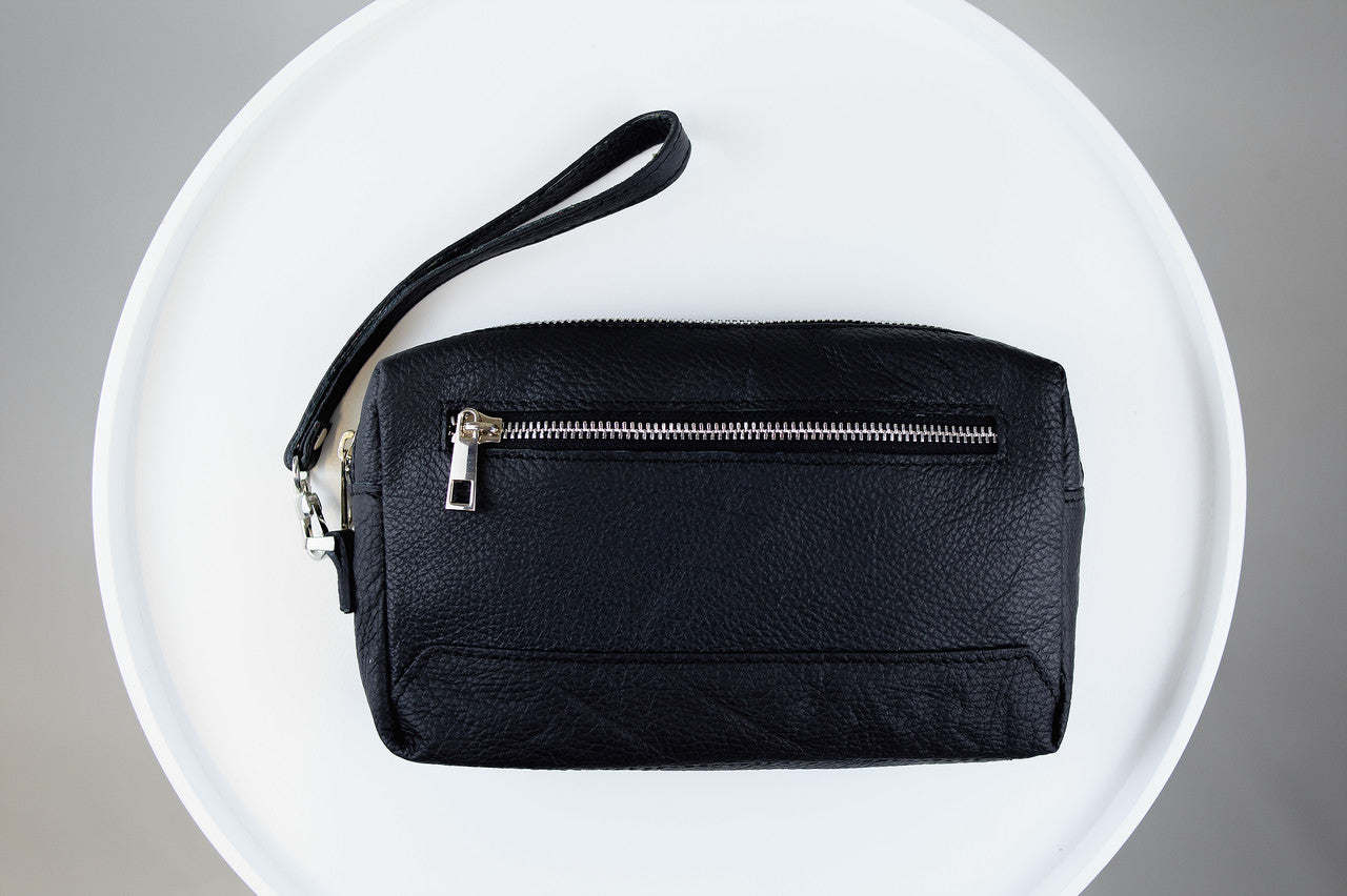 Handmade Mens Leather Clutch Black Gift for Him