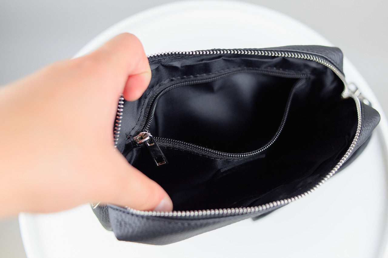 Handmade Mens Leather Clutch Black Gift for Him
