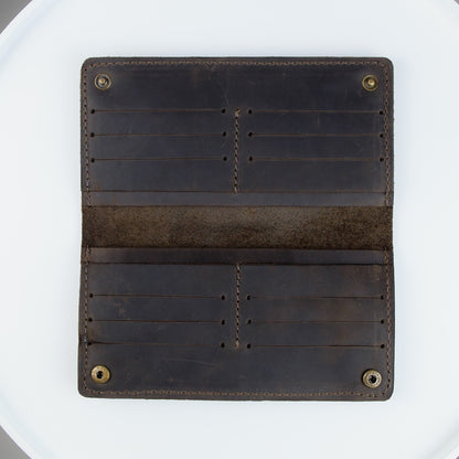 Handmade Mens Leather Wallet Brown Crocodile Embossed Crazy Horse