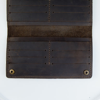 Handmade Mens Leather Wallet Brown Crocodile Embossed Crazy Horse