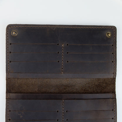 Handmade Mens Leather Wallet Brown Crocodile Embossed Crazy Horse