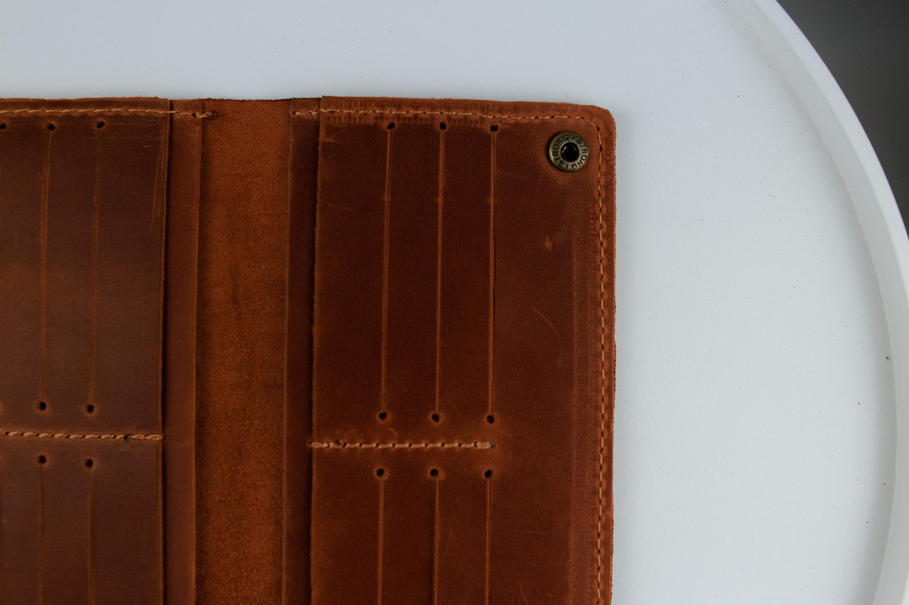 Handmade Brown Crazy Horse Leather Wallet Mens Crocodile Embossed Long Wallet
