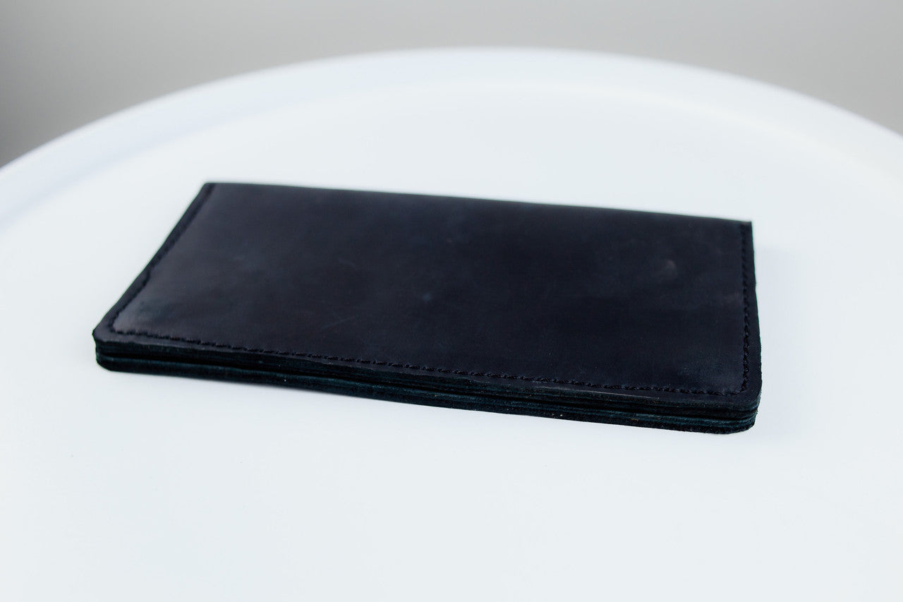 Handmade Mens Black Crazy Horse Leather Wallet Long 16 Card Slots Two Bill Compartments