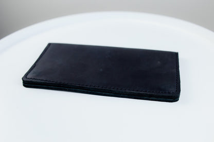 Handmade Mens Black Crazy Horse Leather Wallet Long 16 Card Slots Two Bill Compartments