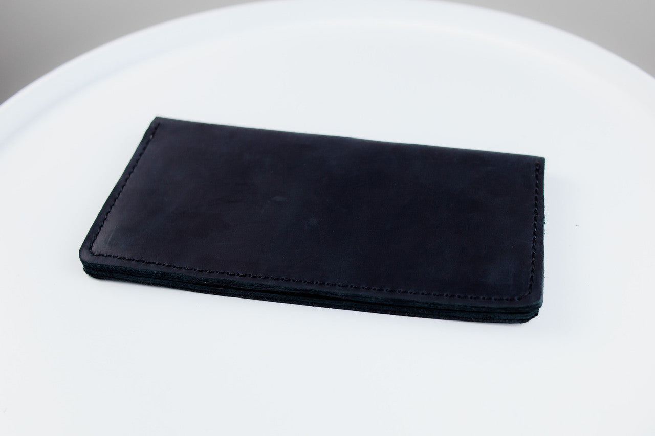 Handmade Mens Black Crazy Horse Leather Wallet Long 16 Card Slots Two Bill Compartments