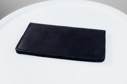 Handmade Mens Black Crazy Horse Leather Wallet Long 16 Card Slots Two Bill Compartments