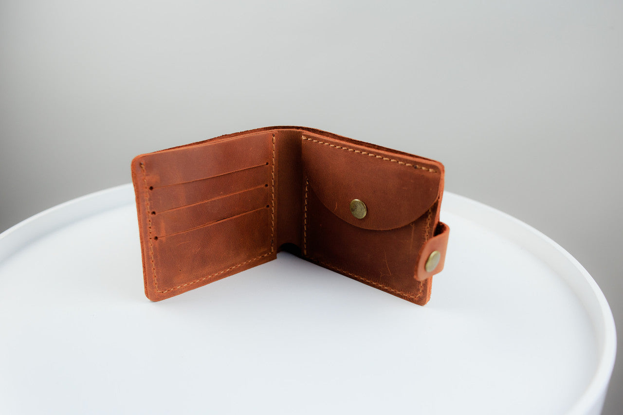 Handmade Mens Genuine Leather Wallet Crocodile Embossing Brown Gift for Him