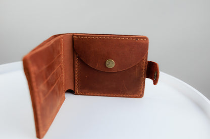 Handmade Mens Genuine Leather Wallet Crocodile Embossing Brown Gift for Him