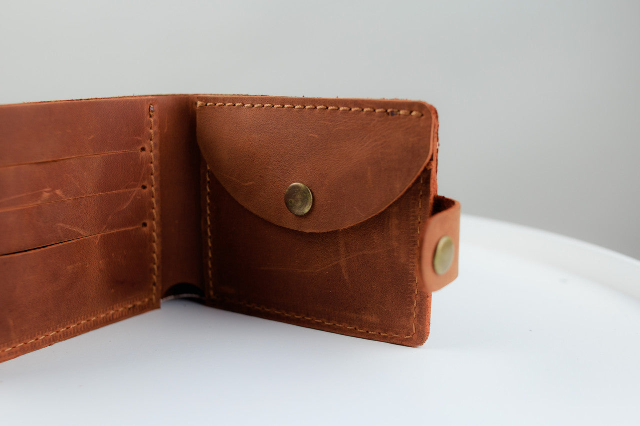Handmade Mens Genuine Leather Wallet Crocodile Embossing Brown Gift for Him