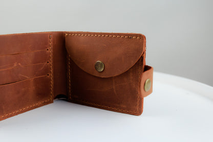 Handmade Mens Genuine Leather Wallet Crocodile Embossing Brown Gift for Him