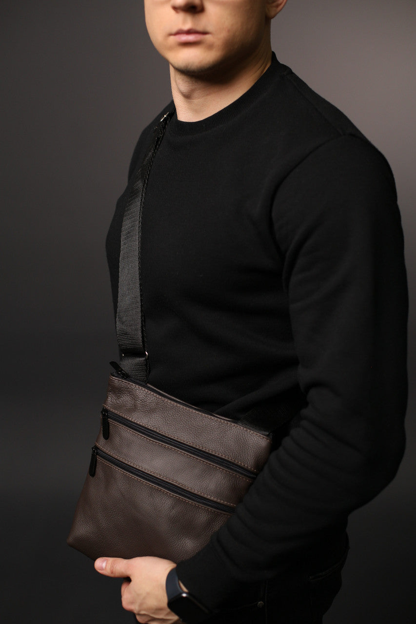 Handmade Brown Genuine Leather Messenger Bag Gift for Him