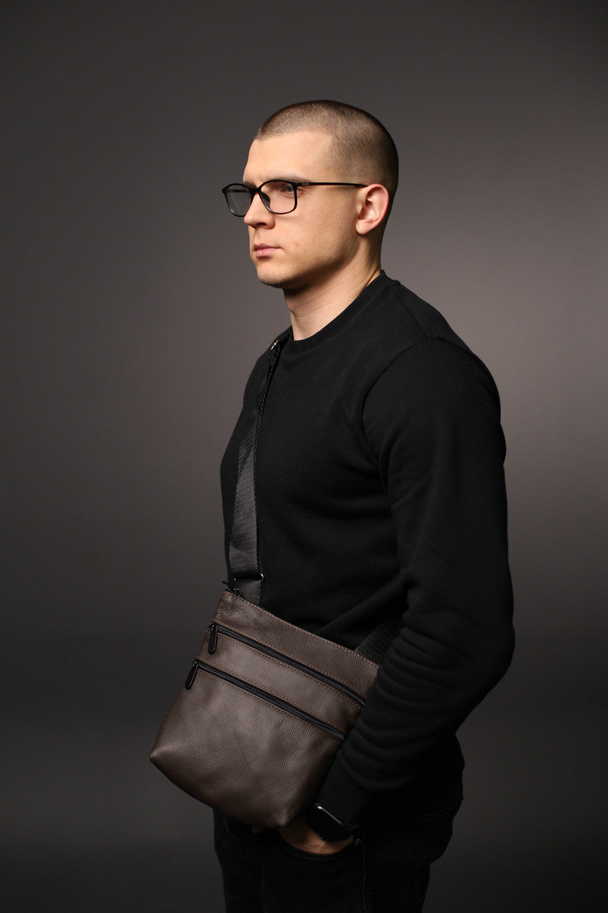 Handmade Brown Genuine Leather Messenger Bag Gift for Him