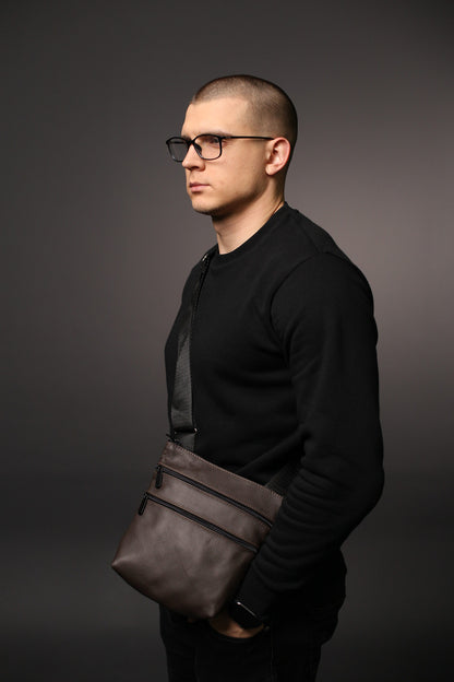 Handmade Brown Genuine Leather Messenger Bag Gift for Him