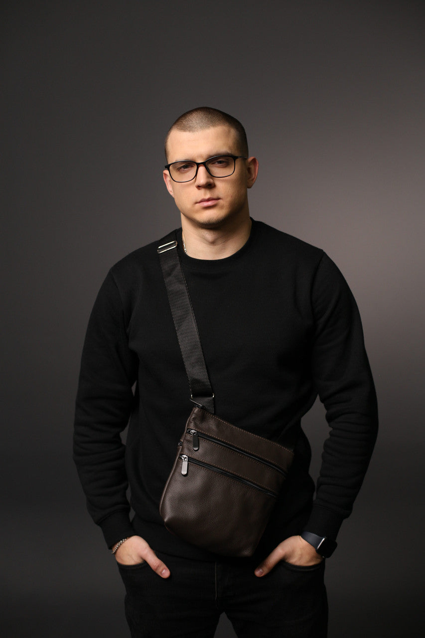 Handmade Brown Genuine Leather Messenger Bag Gift for Him