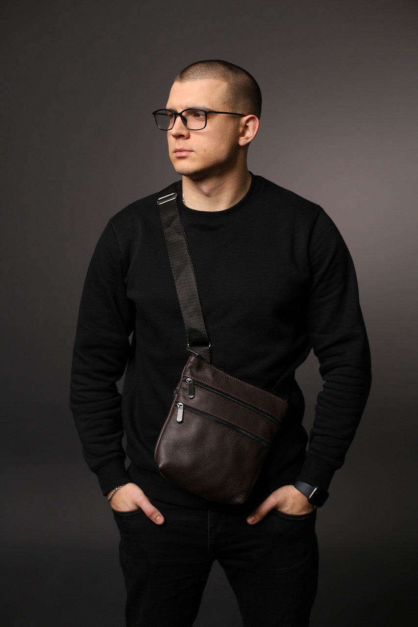 Handmade Brown Genuine Leather Messenger Bag Gift for Him