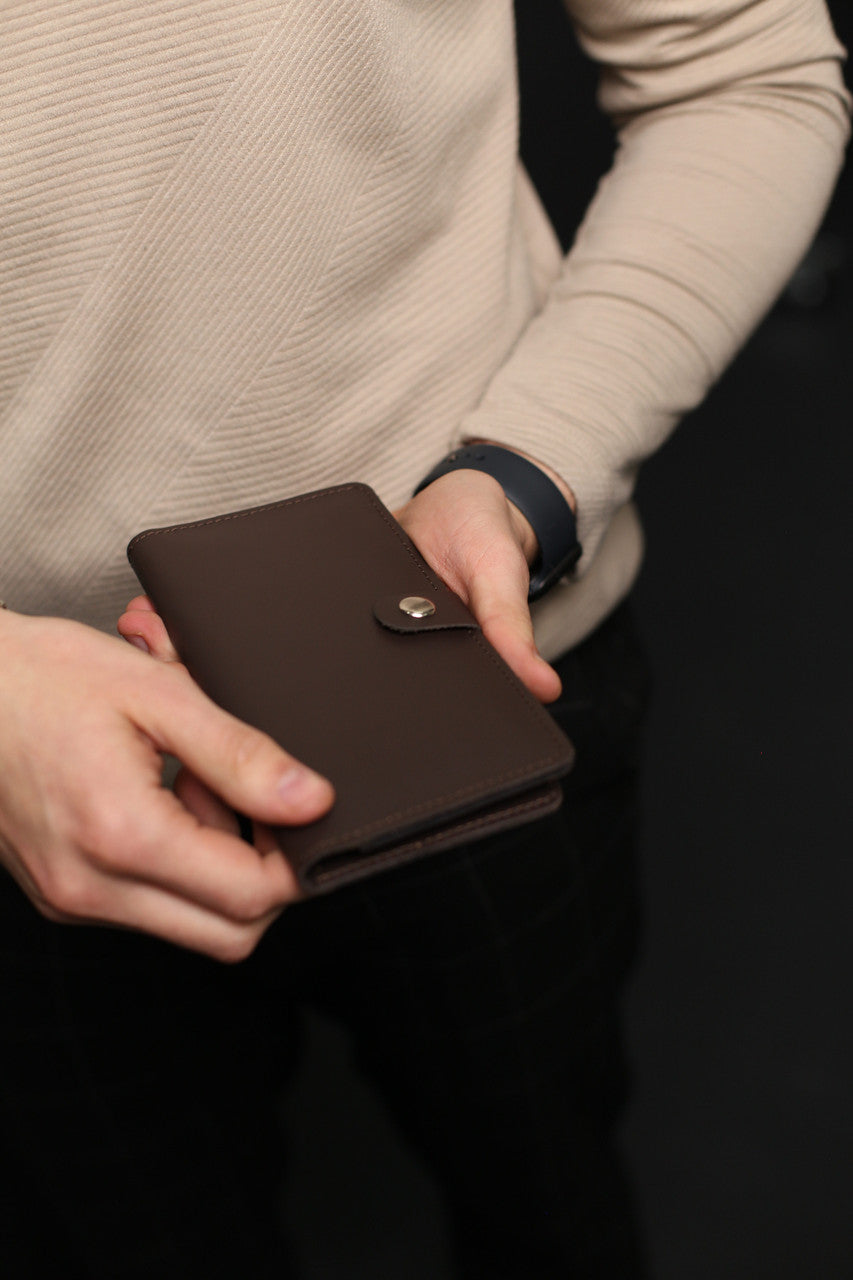 Handmade Genuine Leather Mens Wallet Brown Long Wallet Gift for Him