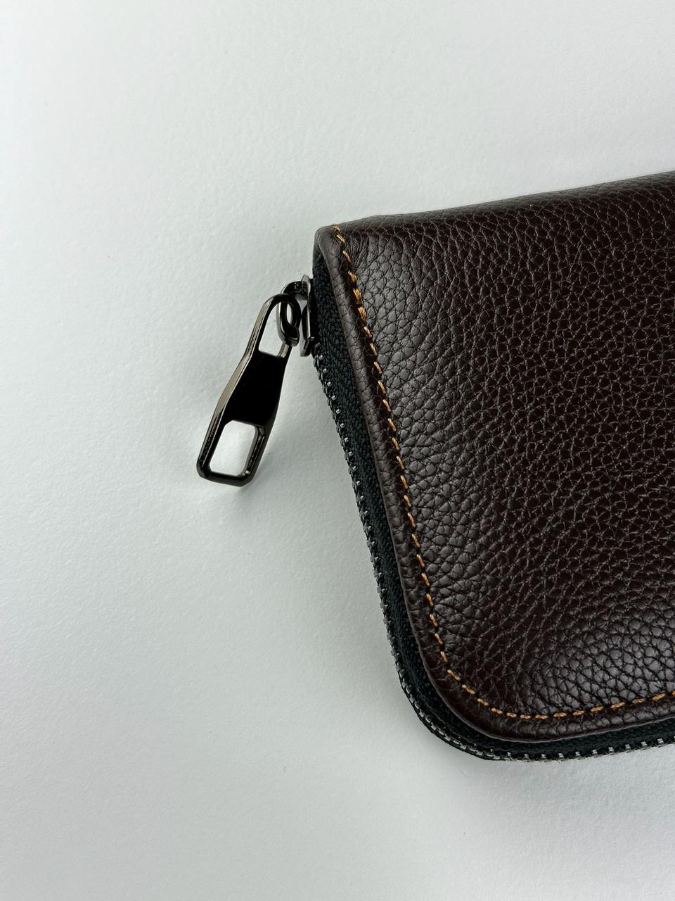 Mens Brown Genuine Leather Clutch Wallet Handmade Gift For Him Wristlet Zipper Card Holder