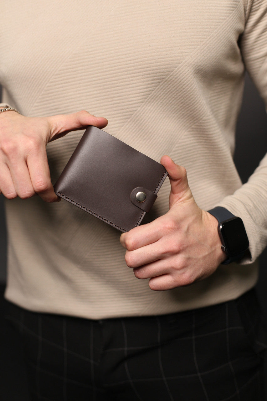Handmade Brown Leather Wallet Mens Classic Bifold Wallet Gift For Him Coin Pocket