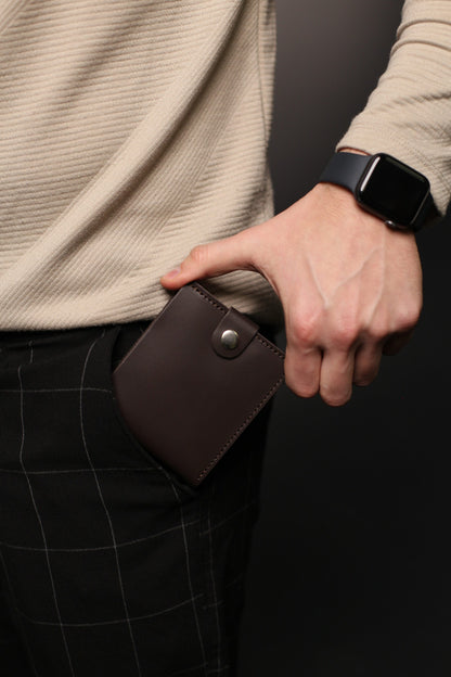 Handmade Brown Leather Wallet Mens Classic Bifold Wallet Gift For Him Coin Pocket