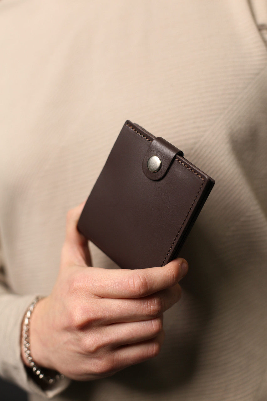 Handmade Brown Leather Wallet Mens Classic Bifold Wallet Gift For Him Coin Pocket