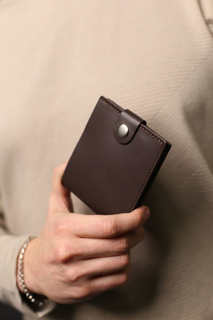 Handmade Brown Leather Wallet Mens Classic Bifold Wallet Gift For Him Coin Pocket