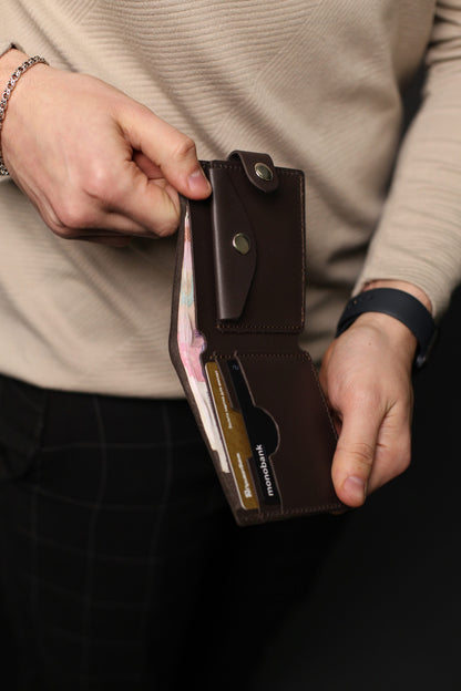 Handmade Brown Leather Wallet Mens Classic Bifold Wallet Gift For Him Coin Pocket