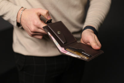 Handmade Brown Leather Wallet Mens Classic Bifold Wallet Gift For Him Coin Pocket